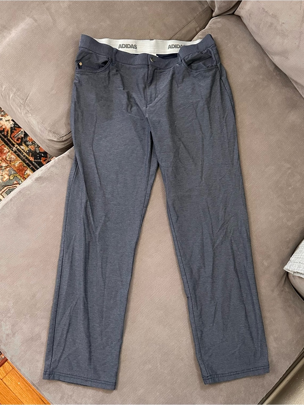 Adidas Golf Pants Casual Chino Men's Size 36X31 (tag 36x32) Flat Front Navy Blue